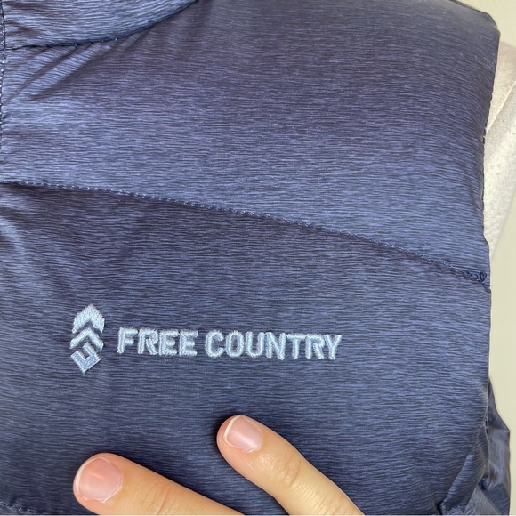 Free Country Solid Blue Waterfowl Feathers Down Puffer Vest Full Zip Medium - Picture 5 of 9